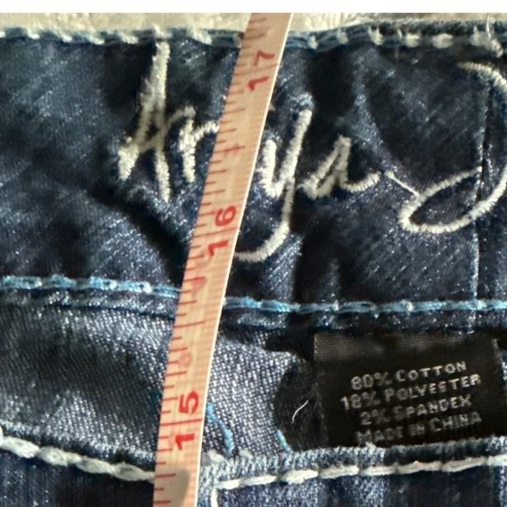 Y2K Ariya Jeans Denim Floral Ruffle Mini Skirt Low Rise Y2K, Cottage/Fairy Core, - Picture 7 of 11